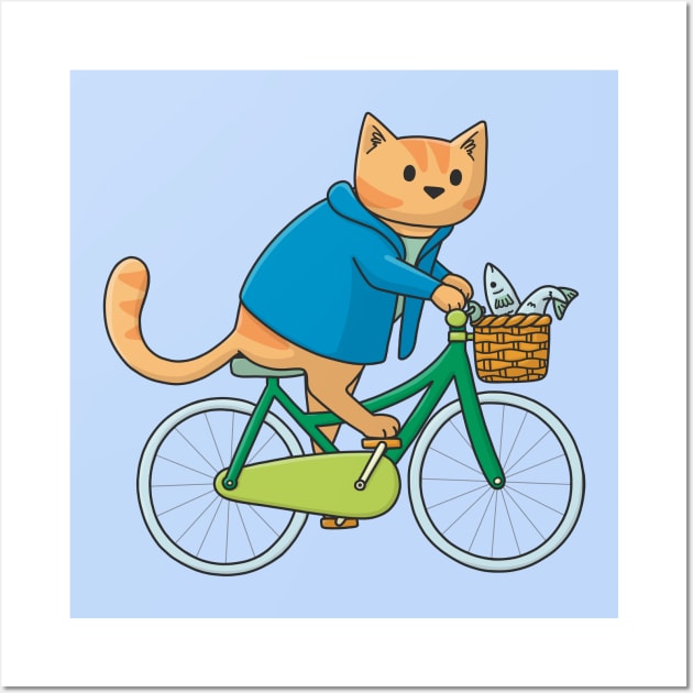 Bicycle Cat Wall Art by Doodlecats 